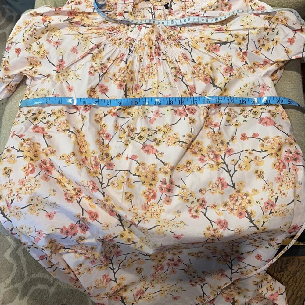 J.Crew Smocked neck puff-sleeve dress in cherry blossoms BA926